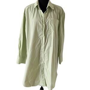 English Factory Shirt Dress Large Light Green Long Sleeve Button Down Minimalist